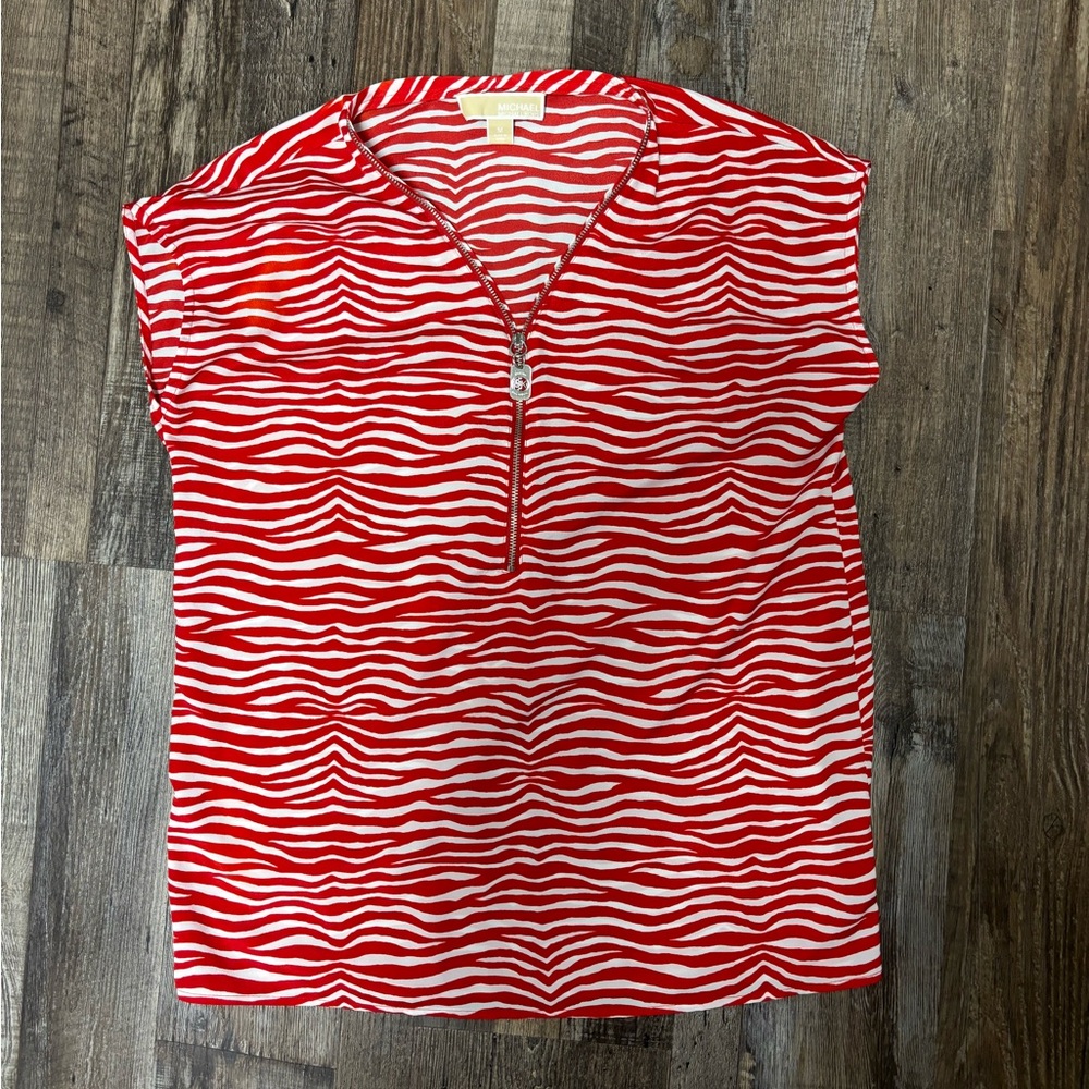 Red/White Zebra Print Tunic
